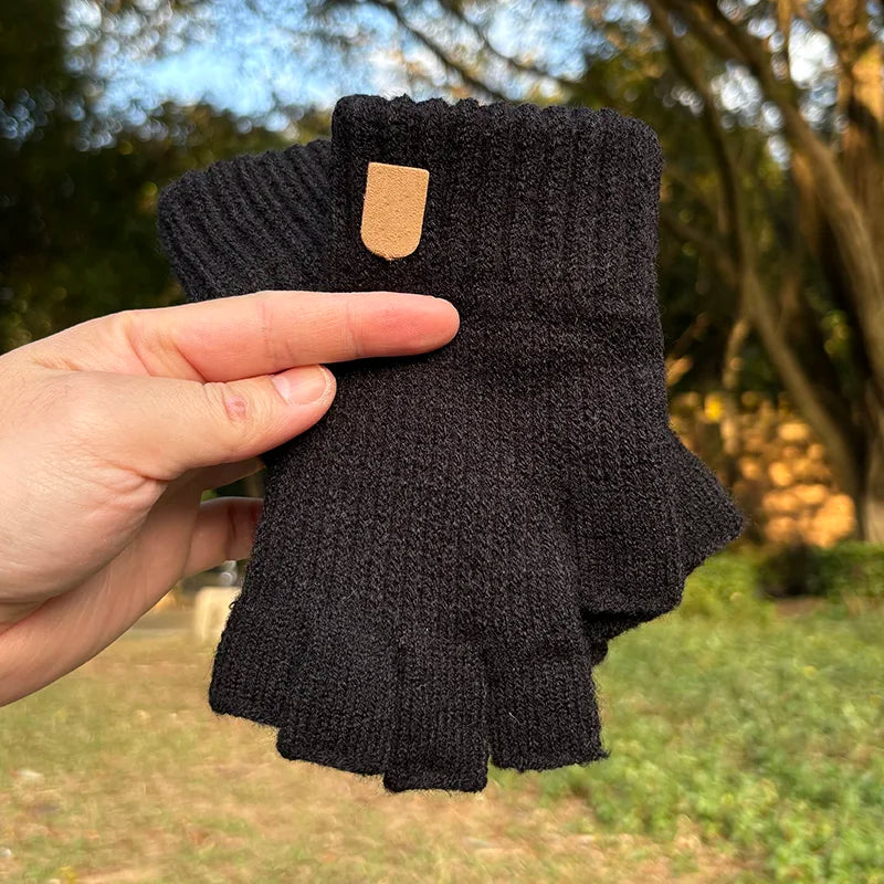 Thick Winter Elastic Knitted Fingerless Glove