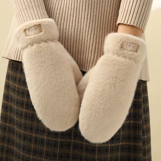 LumiFrost Rabbit Fur Gloves