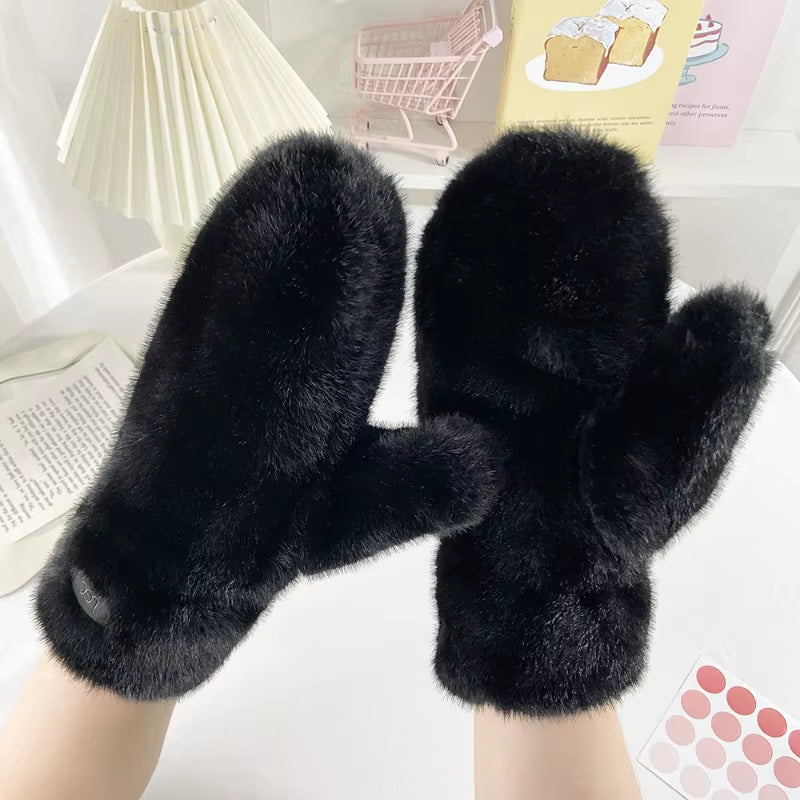 LumiFrost Rabbit Fur Gloves