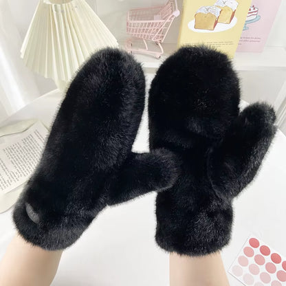 LumiFrost Rabbit Fur Gloves