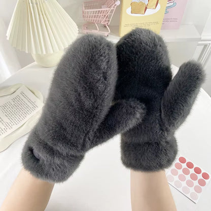LumiFrost Rabbit Fur Gloves