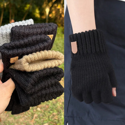 Thick Winter Elastic Knitted Fingerless Glove