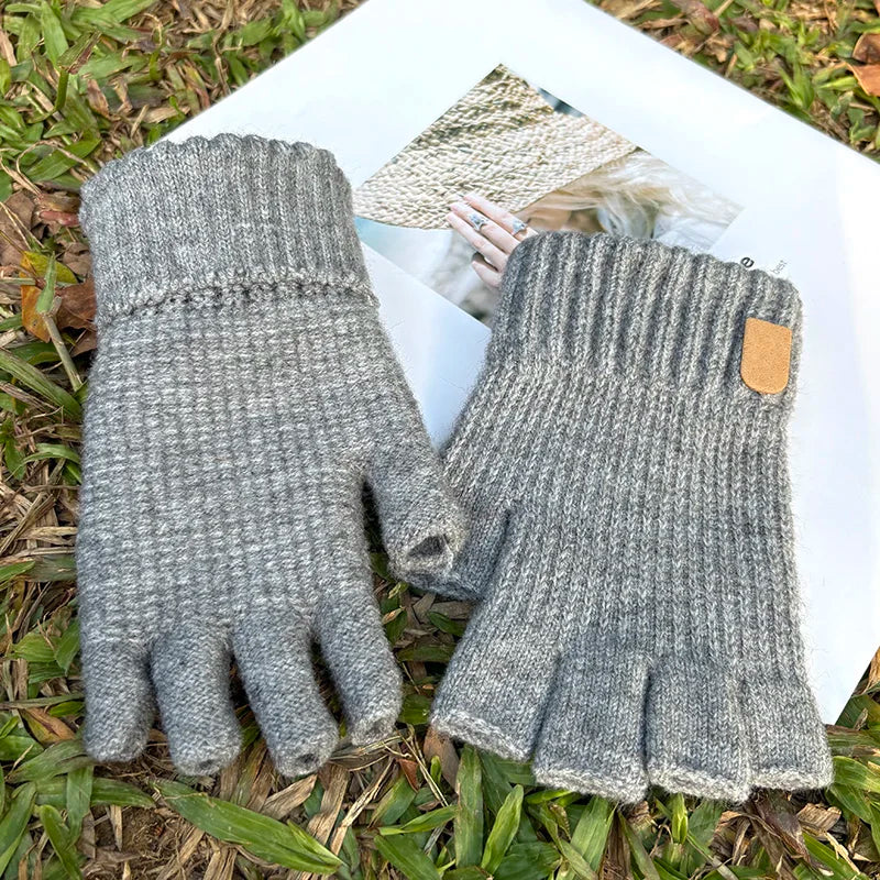 Thick Winter Elastic Knitted Fingerless Glove