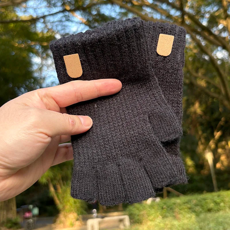 Thick Winter Elastic Knitted Fingerless Glove