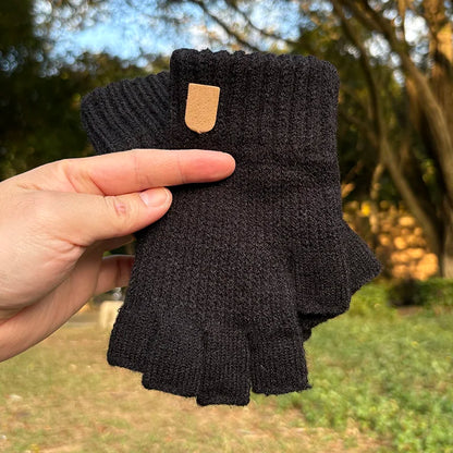 Thick Winter Elastic Knitted Fingerless Glove