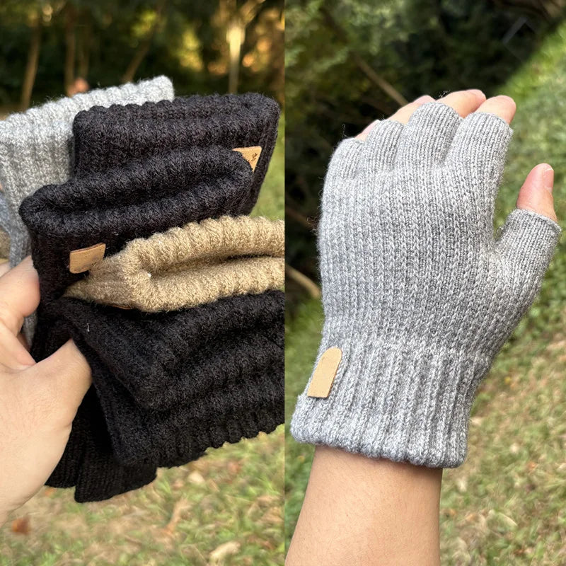 Thick Winter Elastic Knitted Fingerless Glove