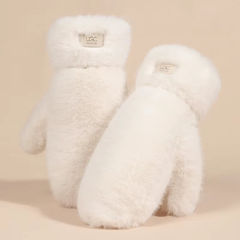 LumiFrost Rabbit Fur Gloves